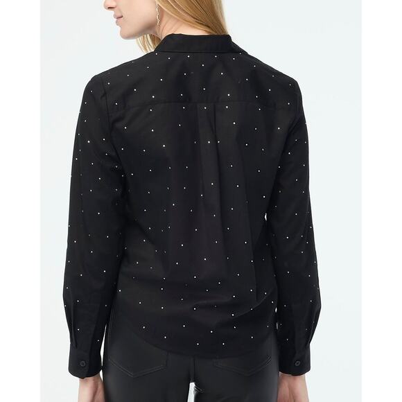 J.Crew FACTORY Rhinestone Modern Button Down - XXS - Hotfix Jeweled Black - Picture 3 of 4